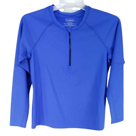 L.L. Bean Half Zip Nylon Pullover Women's Size Medium Blue Stretch - Picture 1 of 7